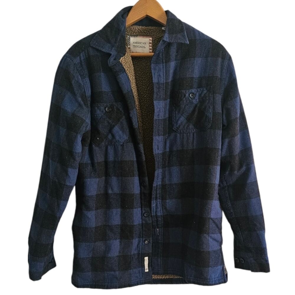 American Threads Men’s Sherpa Lined Flannel Shirt Jacket Size Small